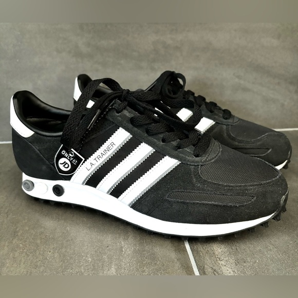 Adidas L.A. Trainer Black Suede Fabric Sneakers Athletic Shoes - Picture 2 of 7